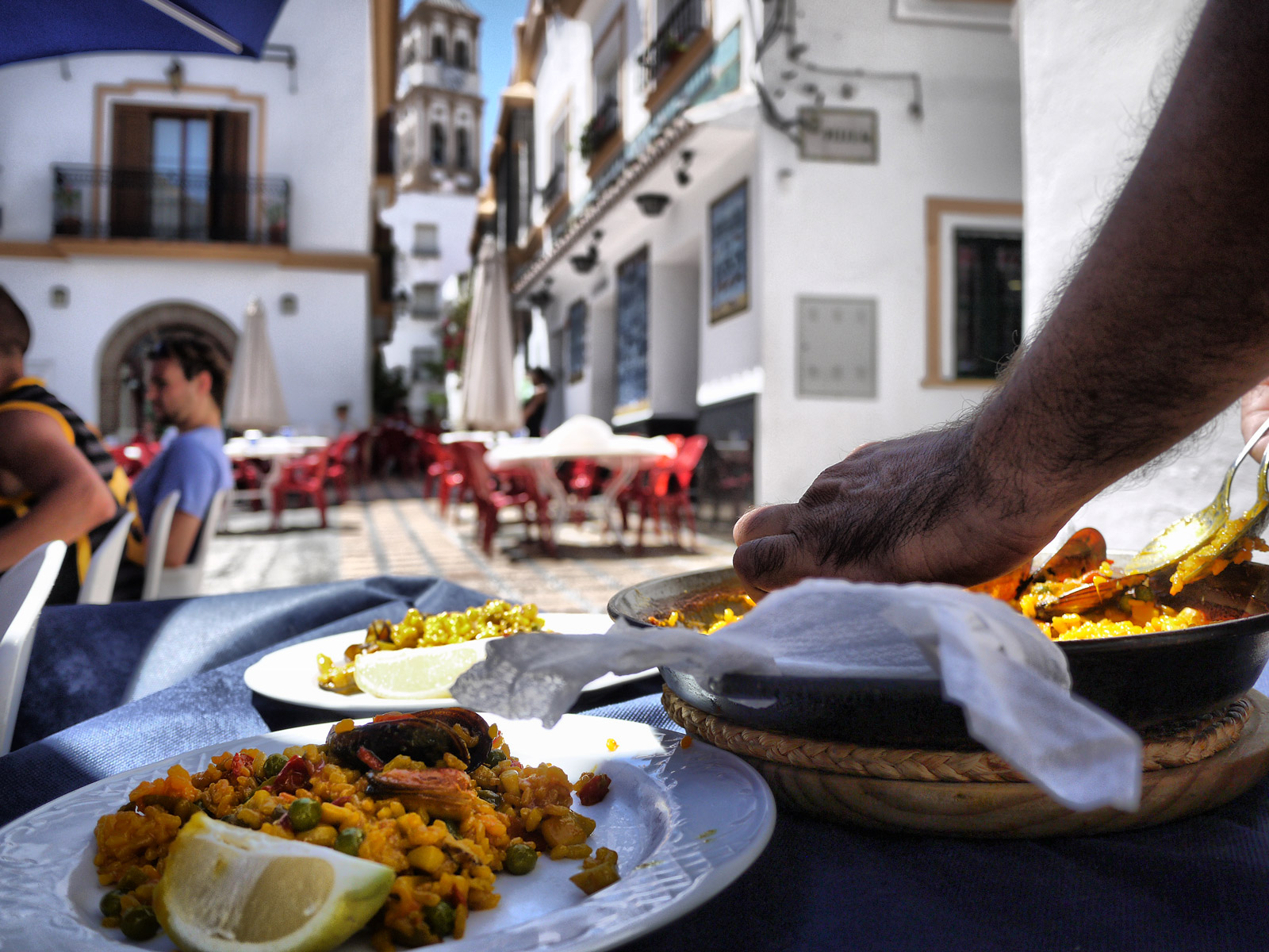 Enjoying Paella in the Old Town at El Pozo Viejo - Marbella, Spain
