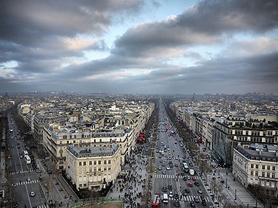 Looking Down Champs-Elysées from Up Above