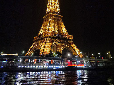 The Brightly Illuminated Eiffel Tower at Night