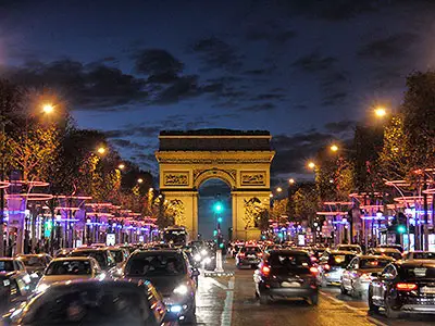 An Evening on Champs-Élysées: Arc de Triomphe at Dusk