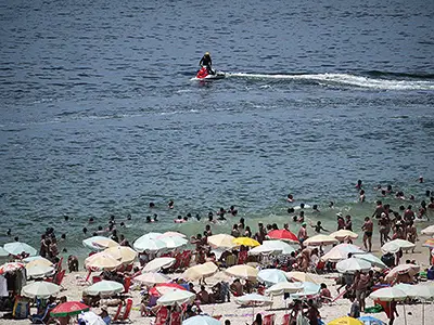 Looking Down: Jet Ski on Copacabana Beach