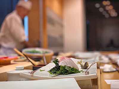 Eat Sashimi & Shishamo at Kyubey Sushi Restaurant